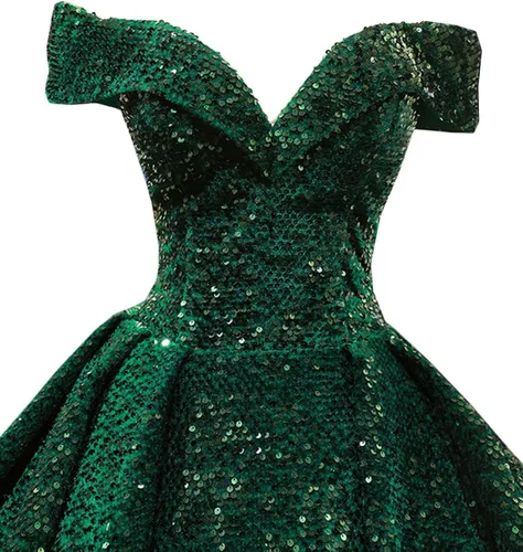 Vista 5 de Lily Wedding Vestido de noche largo con lentejuelas y hombros descubiertos para mujer, vestido de baile de graduación 2020