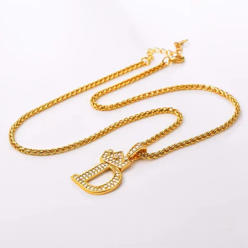 Vista 6 de U7 Collar con inicial de la A a la Z, dije de letra helada con cadena de 22 a 24 pulgadas, para hombres y mujeres, con nombre del alfabeto de hip