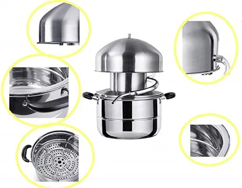 Vista 7 de YUEWO 10L destilador de cervecería Moonshine Still vaporizador máquina de aceite esencial Inicio Brewing olla antiadherente Hacer vino 304 volumen