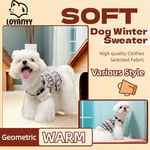 Vista 2 de Suéter suave y cálido para perro, suéter de punto para gato, suéter clásico grueso para mascotas, lindo suéter de invierno para cachorros, ropa