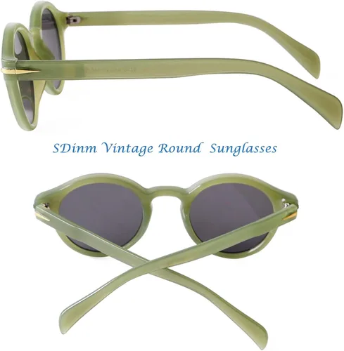 Vista 3 de SDINM Gafas de sol redondas pequeñas para mujer, marco de plástico vintage, lentes de sol UV400