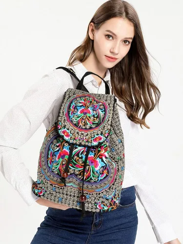 Vista 3 de Goodhan - Mochila de viaje para mujer, diseño clásico de bordado étnico