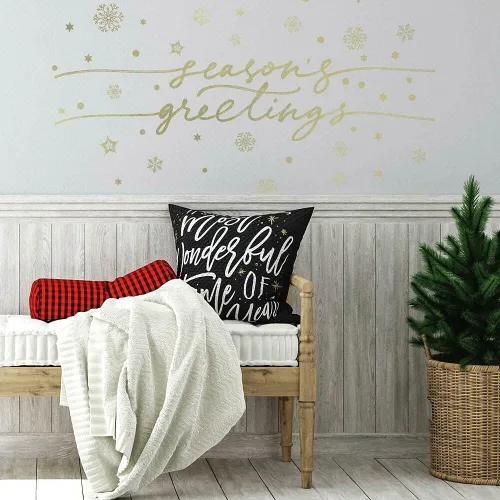 Vista 3 de RoomMates RMK4837GM Season's Greetings - Calcomanías de pared metálicas doradas
