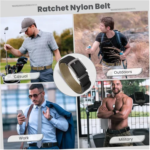 Vista 5 de Cinturones de trinquete de liberación rápida para hombre, cinturón de nailon reversible dos en uno para hombre casual y vestido deportivo
