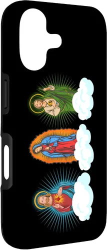 Vista 3 de Funda para iPhone 17 con diseño de Jesús, Virgen María y San Judas Tadeo in Clouds