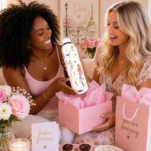 Vista 8 de Fun Chic - Botella de agua motivacional de 24 onzas para mujer, acero inoxidable, citas inspiradoras, regalo femenino, bebida eléctrica para niña