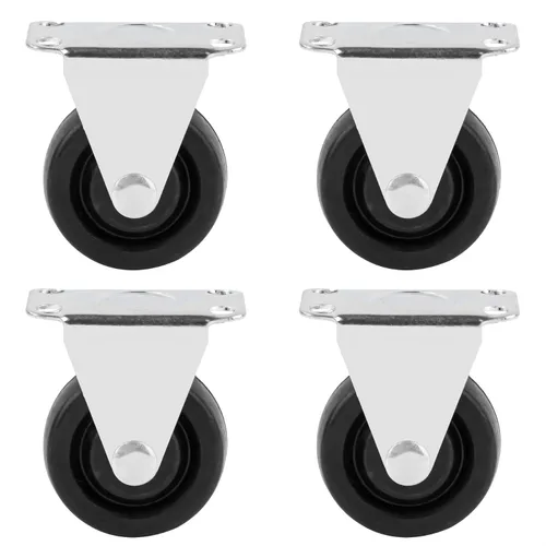 Vista 8 de Framendino, Paquete de 2 ruedas de goma fijas negras con placa superior rígida no giratoria para muebles de 3 pulgadas