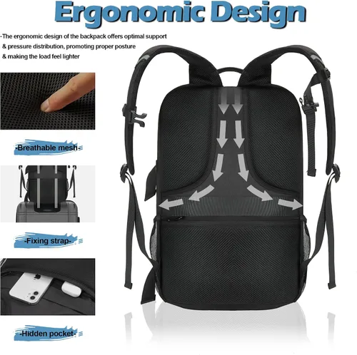 Vista 5 de GoHimal Mochila para monopatín, mochila deportiva, bolsa para laptop, diseño multideportivo para hombres y mujeres, Negro, Tamaño único, Moderno
