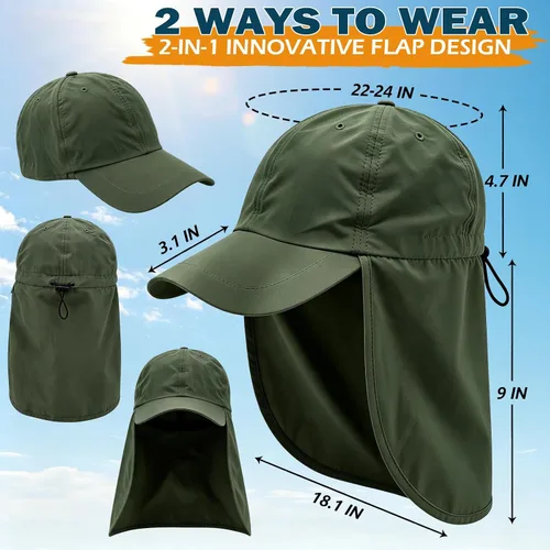 Vista 5 de EINSKEY Gorra de béisbol unisex con solapa para el cuello, impermeable, plegable, para golf, jardín, safari, senderismo, pesca, correr