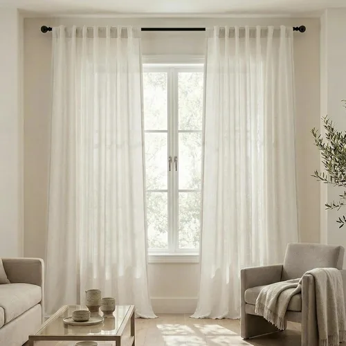 Vista 32 de Mrs.Naturall Cortinas negras de 45 pulgadas de largo, cortinas cortas de lino transparente para privacidad para cocina, dormitorio, ventanas