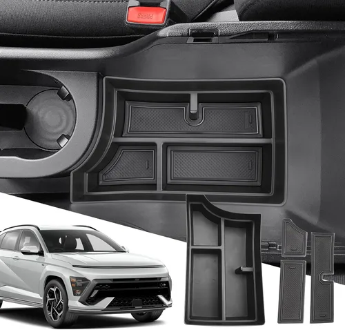Vista 14 de SXCY 2 piezas superiores para Hyundai Kona/Kona EV 2024 2025 2026 Organizador de consola central para Hyundai Kona EV 2024-2026, accesorios