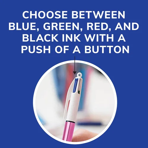 Vista 5 de BIC Juego de 6 bolígrafos retráctiles de 4 colores Shine con punta de 1,0 mm y barril ancho, varios