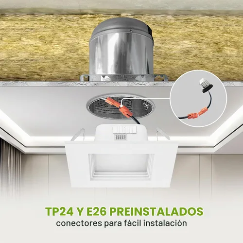 Vista 3 de ASD Iluminación LED empotrable cuadrada blanca de 4 pulgadas retrofit - 9W 709LM 2700/3000/3500/4000/5000K regulable seleccionable LED Downlight