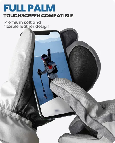 Vista 5 de OutdoorMaster Guantes de esquí para hombres y mujeres, guantes de nieve de 3 dedos, guantes de snowboard con pantalla táctil completa, guantes