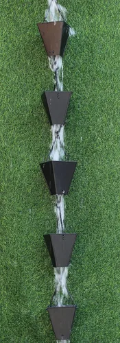 Vista 3 de KAM Home - Cadena de lluvia de copas cuadradas cónicas de bronce con kit de instalación (negro, 8.5)