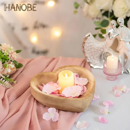 Vista 8 de Hanobe Tazón decorativo de madera en forma de corazón de 10 "para