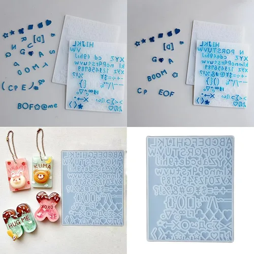 Vista 2 de Molde de silicona pequeño de resina flexible con forma de letra y número, fácil de liberar, perfecto para llavero y resina con números artísticos