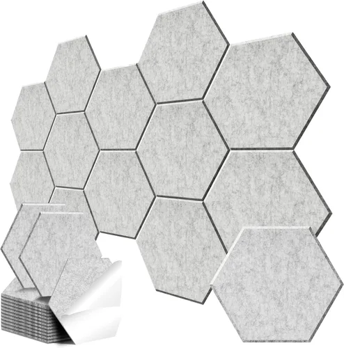 Vista 8 de Paquete de 12 paneles acústicos hexagonales, paneles autoadhesivos para amortiguar el sonido, paneles de espuma a prueba de sonido para paredes Negro