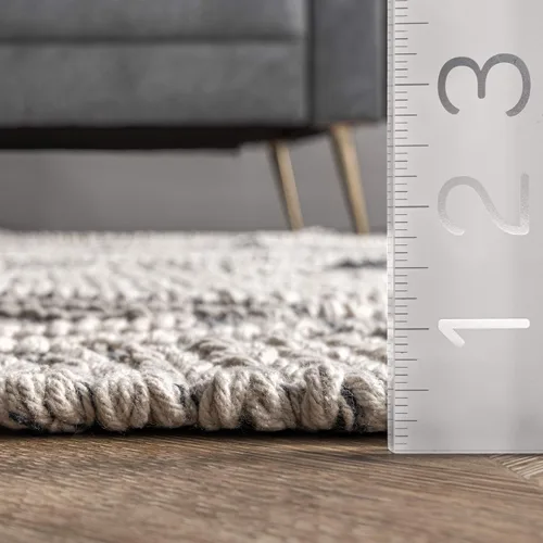 Vista 2 de nuLOOM Amada - Alfombra de algodón con textura de diamantes tejidos a mano, 5 x 8, marfil