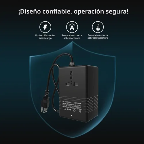 Vista 6 de 120 vatios, convertidor de voltaje de 110 V a 220 V, convertidor de voltaje de 110 a 220, transformador de paso ascendente de 110 V a 220 V