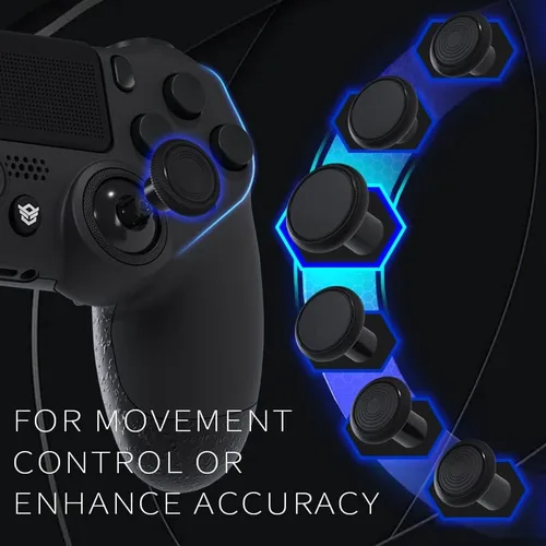 Vista 6 de HEXGAMING NEW SPIKE 2 Back Buttons & Interchangeable Thumbsticks & Triggers Stop Compatible with ps4 Pro Controller with Paddles - Burning Flame Blue