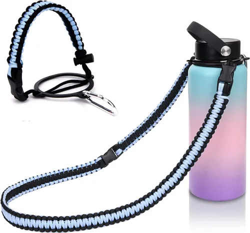 Vista 14 de Wongeto - Porta Mango de Cuerda Paracord con Correa de Hombro, Compatible con Botellas de Agua de Boca Ancha Hydro Flask