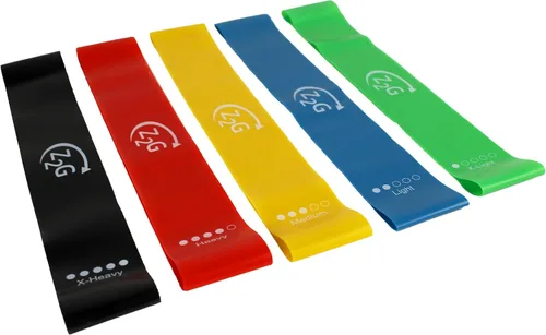 Vista 2 de Z2G Juego de bandas de resistencia – 5 bandas de ejercicio con bolsa de transporte para entrenamiento de fuerza, terapia física, yoga, pilates