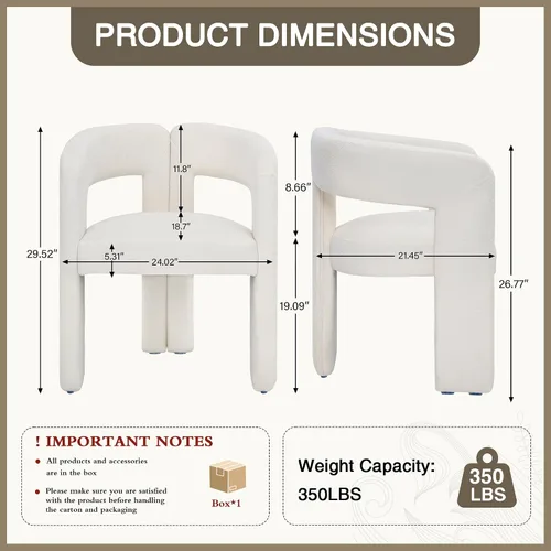 Vista 2 de adochr Modernas sillas de comedor de barril, silla de comedor tapizada de lino con patas de madera, sillas decorativas con brazos, cómodos sillones