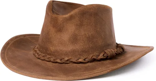 Vista 9 de Minnetonka Sombrero Outback - Cuero envejecido con ala de alambre de acero Negro