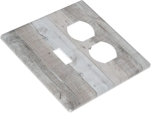 Vista 3 de Placa Decorativa para Interruptor de Luz con Veta de Madera Grizzly Cubiertas Decorativas de 2 Posiciones 1 Conmutador 1 Dúplex Placa de Pared