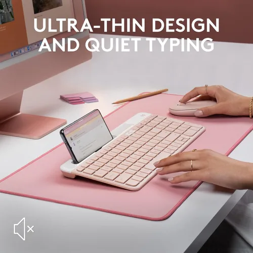 Vista 4 de Logitech K585 Teclado inalámbrico delgado multidispositivo, soporte integrado para dispositivo; para laptop, tableta, escritorio, teléfono
