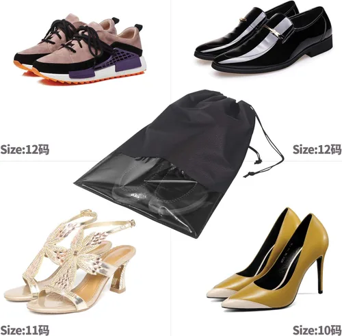 Vista 8 de 24 bolsas de viaje para zapatos no tejidas con cuerda para hombres y mujeres, grandes organizadores de bolsas de almacenamiento para zapatos