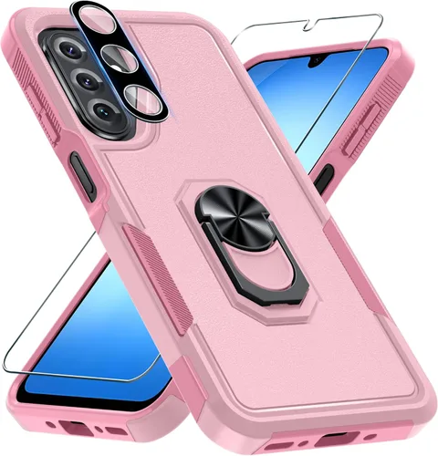 Vista 34 de Janmitta Funda compatible con Samsung Galaxy A14 5G con protector de pantalla + protector de lente de cámara, funda resistente de servicio pesado