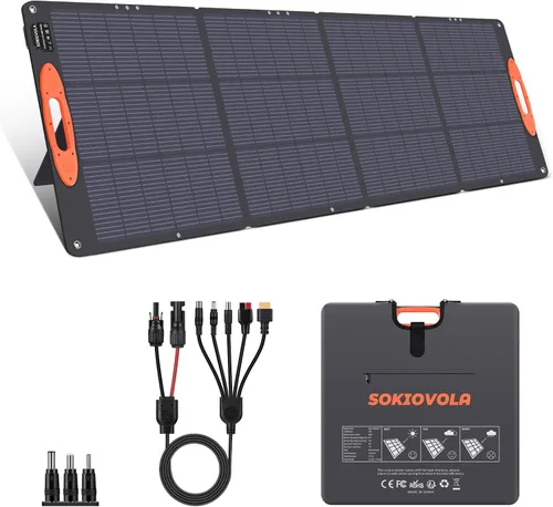 Vista 12 de SOKIOVOLA [Actualizado] Paneles solares plegables 50W Cargador de panel solar portátil 3 puertos de salida (USB-A USB-C DC) Panel solar plegable