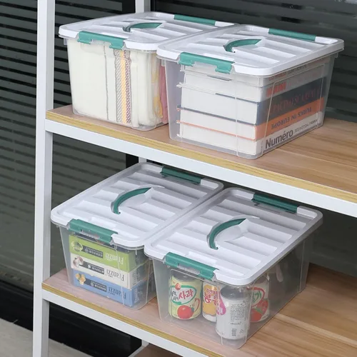 Vista 5 de Caja de plástico de 14 cuartos de galón con asas, contenedores de almacenamiento transparentes, juego de 6