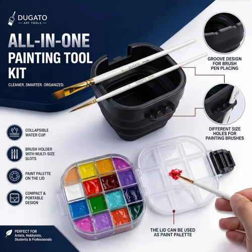 Vista 2 de Organizador de pintura vacío de 16 pozos con conservación hermética, cada celda tiene capacidad para hasta 0.3 fl oz de color de pintura para un