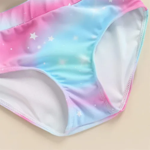 Vista 7 de Traje de baño para niñas Unicon para niños pequeños, traje de baño de 2 piezas con volantes de color arcoíris