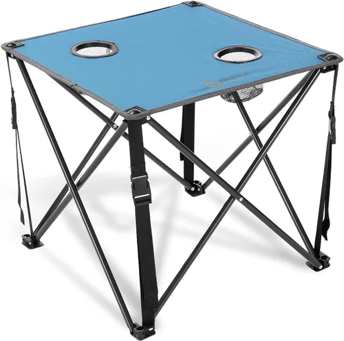 Vista 13 de ARROWHEAD OUTDOOR Mesa plegable portátil de 26 pulgadas (26.0 in), 2 portavasos, cuadrado, funda de transporte, marco de acero, lona 600D de alto
