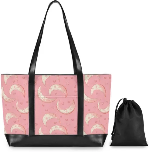 Vista 2 de Moon Vintage Valentine bolsa de portátil de moda con cremallera bolsa para mujeres trabajo para piscina, gimnasio, comestibles, viajes con damas
