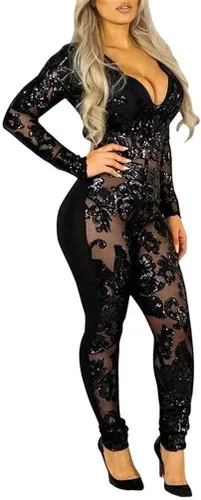 Vista 2 de YOOTIKO Conjunto sexy de 2 piezas para mujer, con lentejuelas y purpurina metálicas, conjunto de top y pantalones