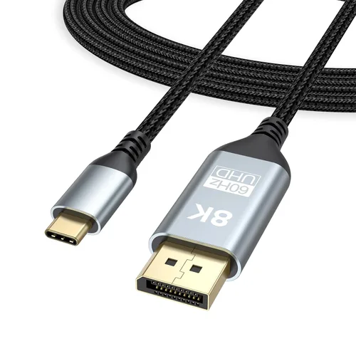 Vista 9 de Cable USB C a DisplayPort 1.4 de 1 pie, 8K a 60 Hz, cable corto USBC a DisplayPort 1.4 4K a 240 Hz compatible con Thunderbolt 5/4/3, MacBook