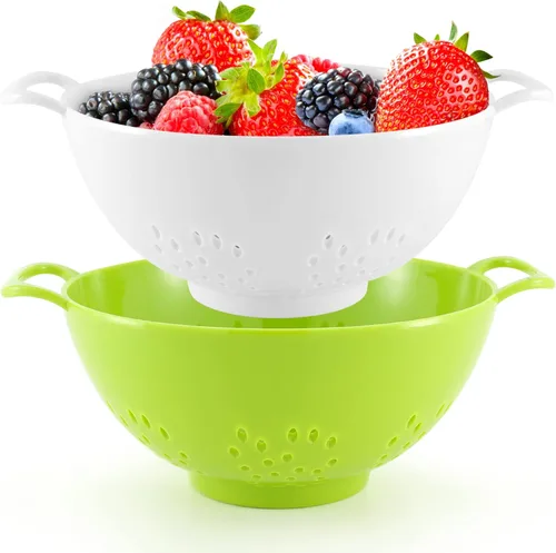Vista 10 de Meadow Lane - Colador pequeño de 6 pulgadas, libre de BPA, apto para lavavajillas, con asas dobles, escurridor compacto de alimentos para bayas