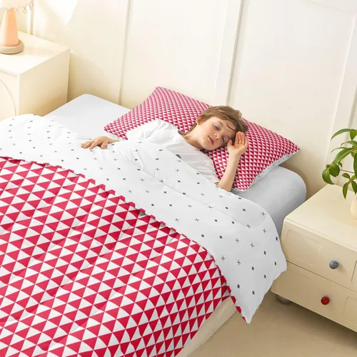 Vista 5 de Manfei Geometric Triangle Twin Size Bedding Set with 1 Pillowcase - Triangles Bedding Set for Kids Boys Girls Bedroom,Modern Simple 2 Pieces All