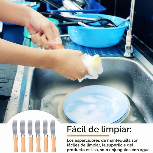 Vista 6 de Patelai 15 cuchillos esparcidores de mantequilla a granel de 4.5 pulgadas de ancho de acero inoxidable con mango de madera, cuchillos multiusos