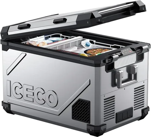 Vista 10 de ICECO APL55 Refrigerador portátil de dos zonas con control Bluetooth, refrigerador de 55 litros de 12v con compresor SECOP, DC 12/24V, CA 110-240V