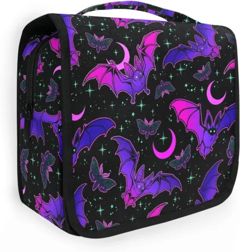 Vista 24 de MNSRUU Hanging Toiletry Bag Bats Satellites Skulls and Trees Travel Makeup bag for Toiletries Portable Travel Toiletry Organizer Cosmetic Bags with