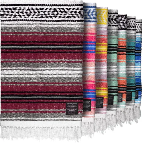 Vista 10 de Hydration Nation Auténtica manta mexicana extra grande (70 x 50 pulgadas), yoga tejida a mano, serape, falsa artesanal, playa, campamento, picnic