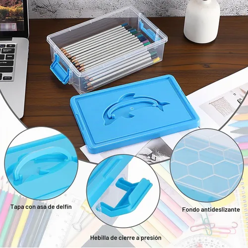 Vista 4 de BTSKY Caja de almacenamiento de plástico transparente pequeña con tapa, 9 x