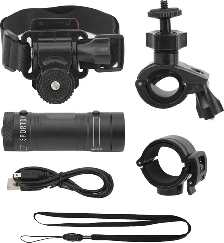 Vista 5 de Mini cámara deportiva Full HD 1080P – 120 cámara de acción gran angular, IPX-4 impermeable grabadora de video para bicicleta, casco de motocicleta