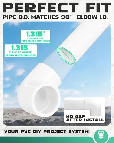 Vista 3 de Accesorios de codo de PVC de 90 grados de 1 pulgada, se adapta a tubos OD SCH40 de 1.315 pulgadas, paquete de 20 Conectores de grado de muebles